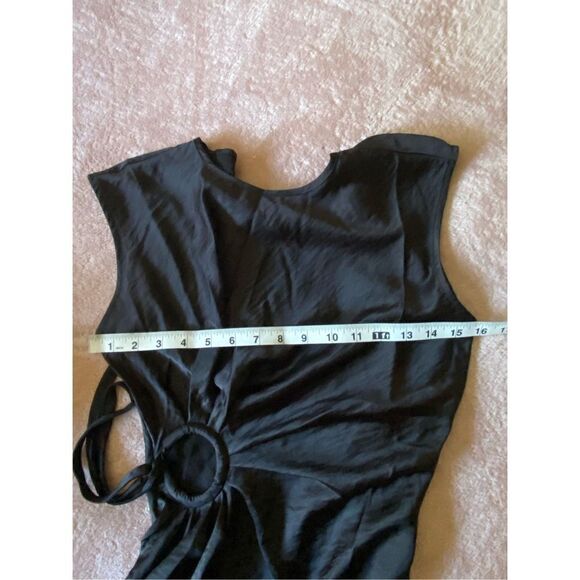 House of Harlow 1960 Women's Black Ruched Keyhole Maxi Satin Dress Size XS NEW - Picture 13 of 15